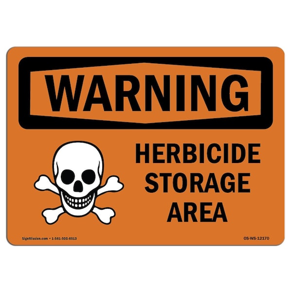 Safety Sign, OSHA WARNING, 3.5" Height, Herbicide Storage Area, Landscape, 10PK